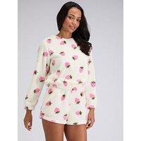 Boux Avenue Strawberry Borg Lounge Set - White