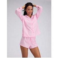 Boux Avenue Stripe Cotton Short Pyjama Set - Pink