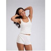 Boux Avenue Croissant Pointelle Short Pyjama Set - White