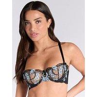 Boux Avenue Paisley Emb Balconette Bra - Black & Blue