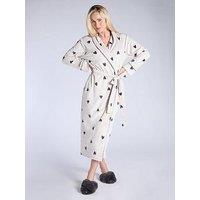 Boux Avenue Heart Velour Robe - Stone