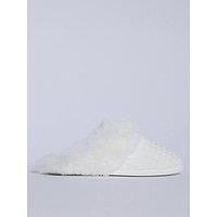 Boux Avenue Waffle Plush Mule - White