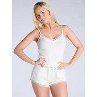 Boux Avenue Deep Lace Rib Cami Set - Ivory Mix