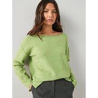 The Very Collection Off Shoulder Jumper With Wool - Green