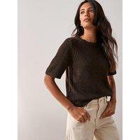 The Very Collection Short Sleeve Jumper - Chocolate Brown