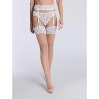 Boux Avenue White Floral Flock Stockings - 03 Medium