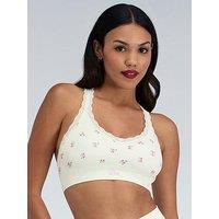 Boux Avenue Rib Seamless Floral Bralette - White