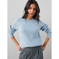 The Very Collection Classic Comfort Crew Neck Rib Jumper - Blue