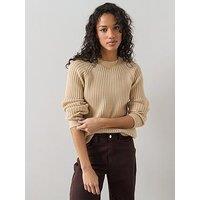 The Very Collection Classic Comfort Crew Neck Rib Jumper - Beige
