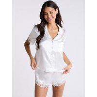Boux Avenue Amelia Short Sleeve Revere & Short Set - Ivory Mix
