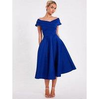 Quiz Royal Blue Bardot Midaxi Dress