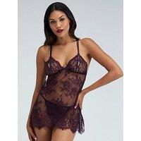 Boux Avenue Rina Lace Chemise & Thong Set - Purple