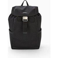 Calvin Klein Embossed Woven Flap Backpack - Black