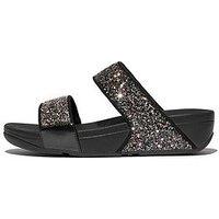 Fitflop Lulu 2 Bar Slide Glitter Slides - Black