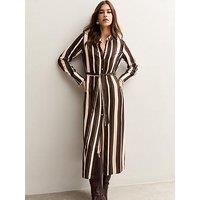 New Look Stripe Midi Shirt Dress - Brown