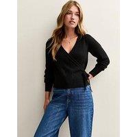 New Look Puff Sleeve Wrap Jumper - Black