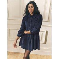 Laura Ashley Long Sleeve Cord Dress - Blue