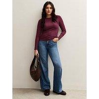 New Look Long Sleeve Ribbed Top - Red