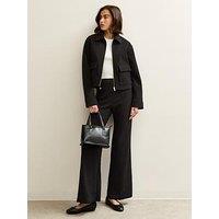 New Look Textured Jersey Wide Leg Trousers - Black