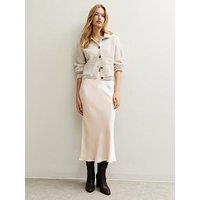 New Look Pale Pink Satin Bias Cut Midi Skirt