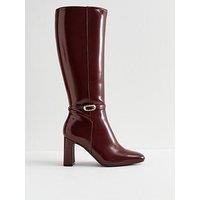 New Look Dark Burgundy Faux Leather Knee High Boots