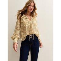 New Look Zebra Frill Long Sleeve Blouse - Yellow