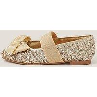 Monsoon Girls Glitter Bow Ballerina Shoes - Gold