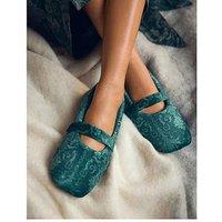 Laura Ashley Emerald Green Josette Mary Jane Slippers - Black