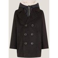 Monsoon Boys Zip Through Hood Peacoat - Black