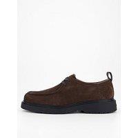 Calvin Klein Jersey Combat Apron Suede Lace Up Shoes - Brown