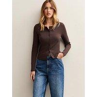 New Look Long Sleeve Ribbed Cardigan - Brown