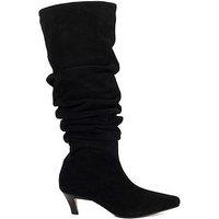 Dune London Sunder Slouch Leather Knee High Boots - Black