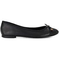 Dune London Wide Fit Hallo Leather Charm-Detail Ballet Shoes - Black