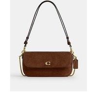 Coach Suede Brook Flap Chain Bag - Brown