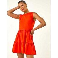 Roman Cotton Tiered Stretch Dress - Orange