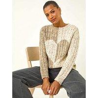 Roman Colour Block Heart Knit Jumper - Ivory