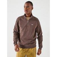 Tommy Jeans Badge 1/4 Zip Sweatshirt - Brown