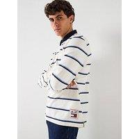 Tommy Jeans Relaxed Fit Woven Label Rugby Polo Shirt - White