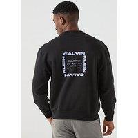 Calvin Klein Jeans Terry Box Graphic Crew Sweatshirt - Black