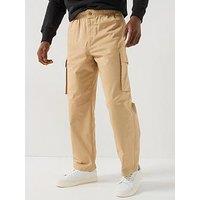 Calvin Klein Jeans Cotton Pull On Straight Cargo Pants - Beige