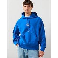 Calvin Klein Jeans Premium Terry Micro Monologo Hoodie - Blue