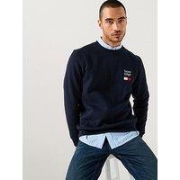 Tommy Hilfiger Embroidered Small Flag Crew Sweatshirt - Navy