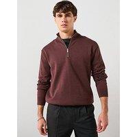 Calvin Klein Supima 1/4 Zip Knitted Jumper - Black