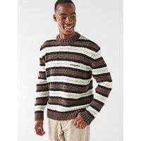 Tommy Jeans Regular Fit Cosy Stripe Knitted Jumper - Brown
