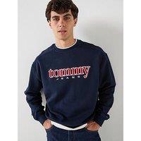 Tommy Jeans 90S Texture Graphic Crew Sweat - Navy