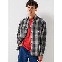 Tommy Jeans Relaxed Fit Check Brushed Overshirt - Black