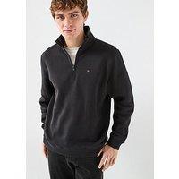 Tommy Jeans Regular Fleece Quarter Zip Sweatshirt - Black