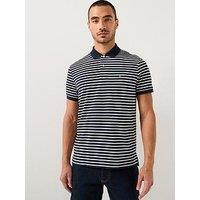Tommy Hilfiger Liquid Cotton Regular Fit Striped Polo Shirt - Navy