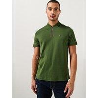 Tommy Hilfiger Liquid Cotton Stripe Zip Regular Fit Polo Shirt - Green