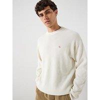 Calvin Klein Jeans Cotton Waffle Knitted Jumper - Cream